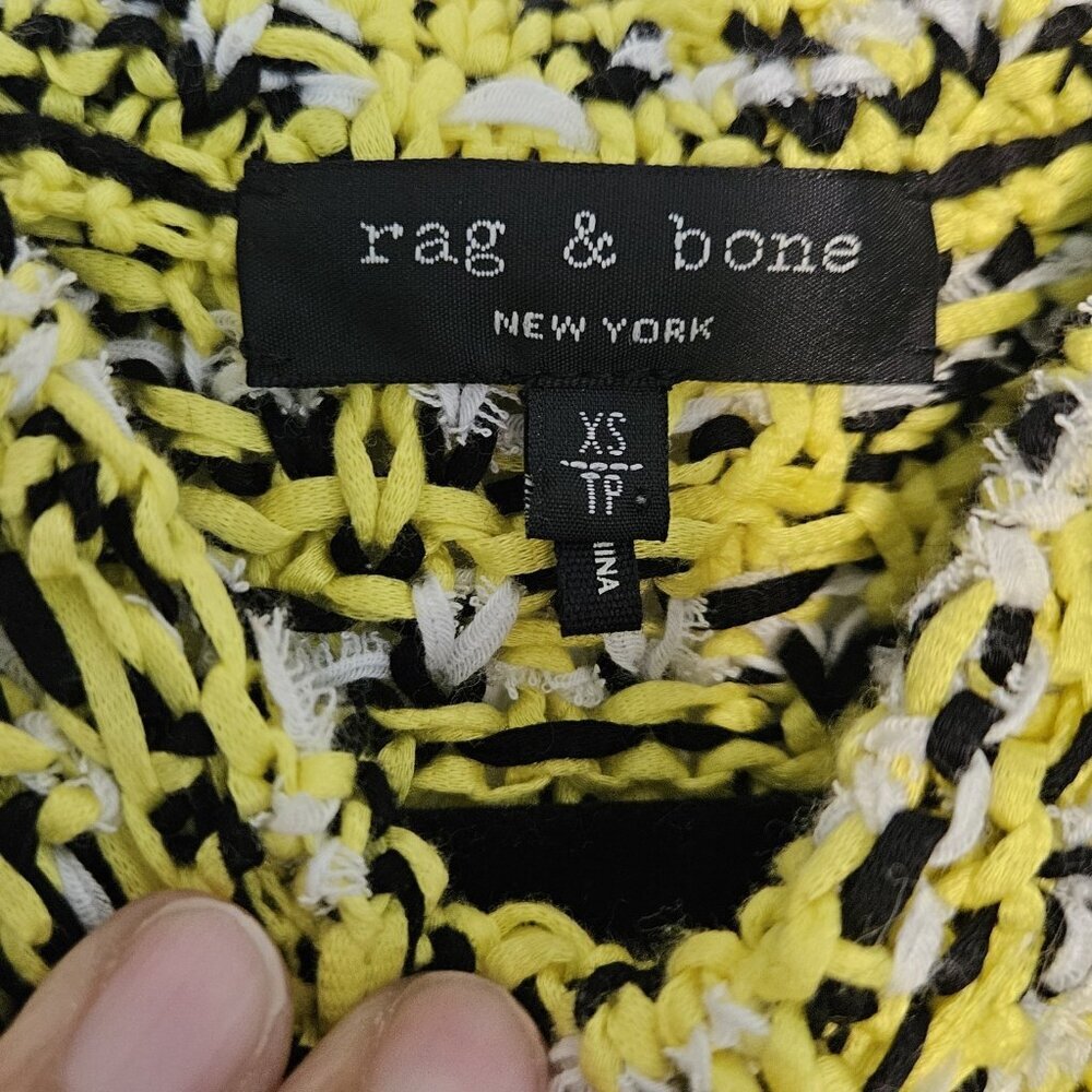 Rag And Bone Women's Yellow And Black Crew Neck Cotton Sweater Size XS - Picture 4 of 4